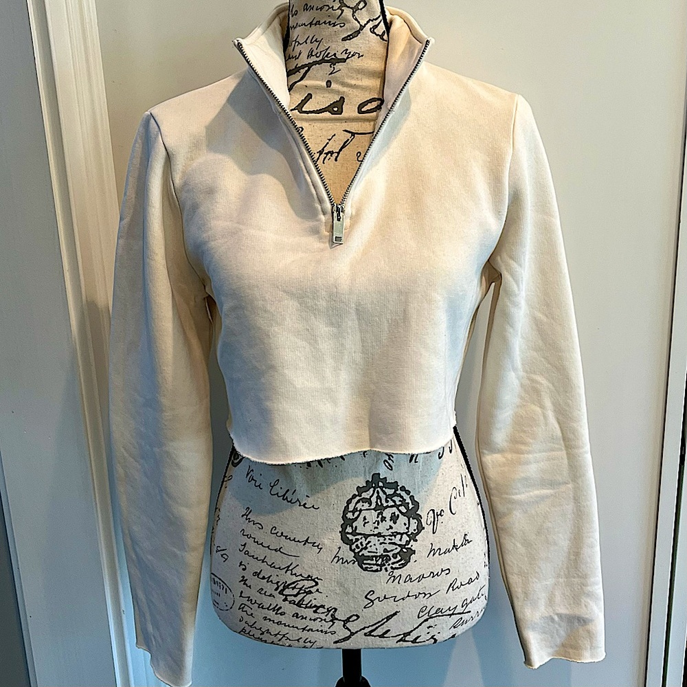 XLE the Label Mattie Crop Sweatshirt 1/2 Zip High Neck Pullover Sweatshirt - Picture 10 of 16